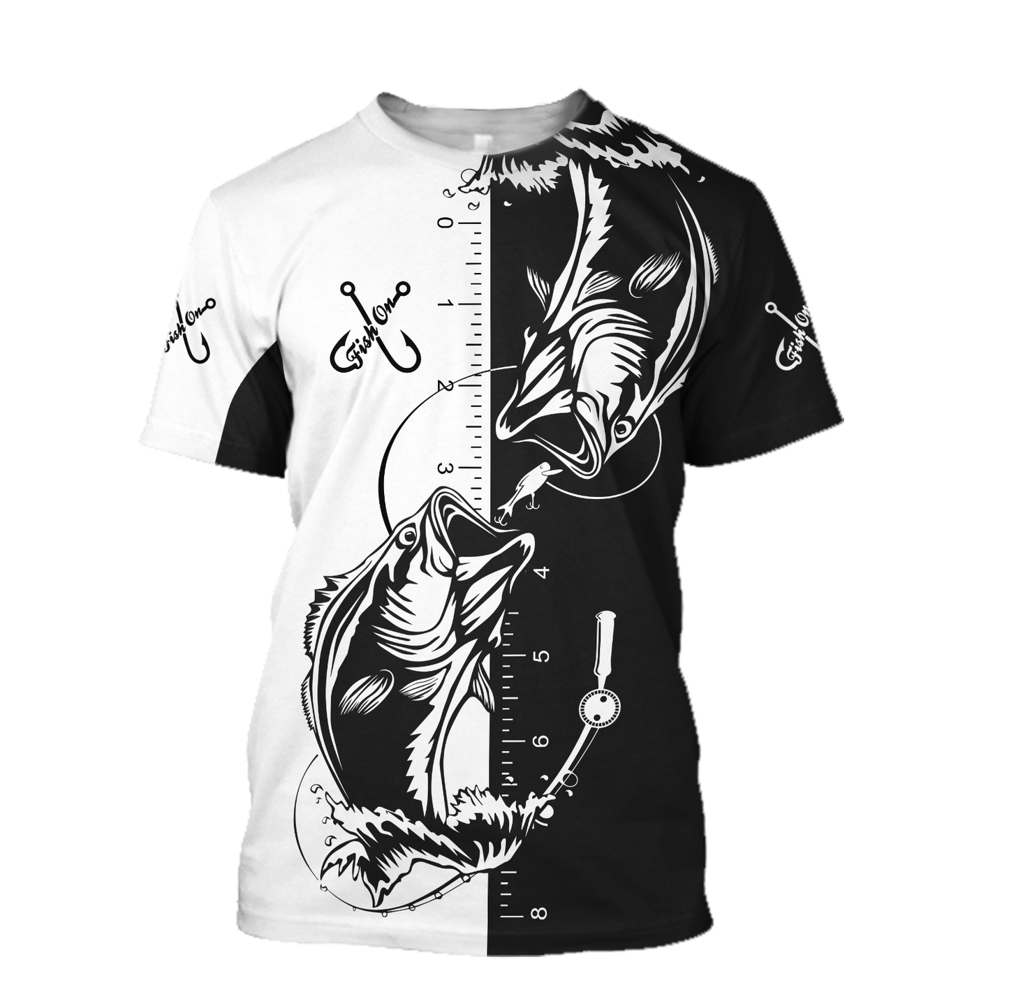 Bass fishing tattoo the rule Black White 3D print shirts
