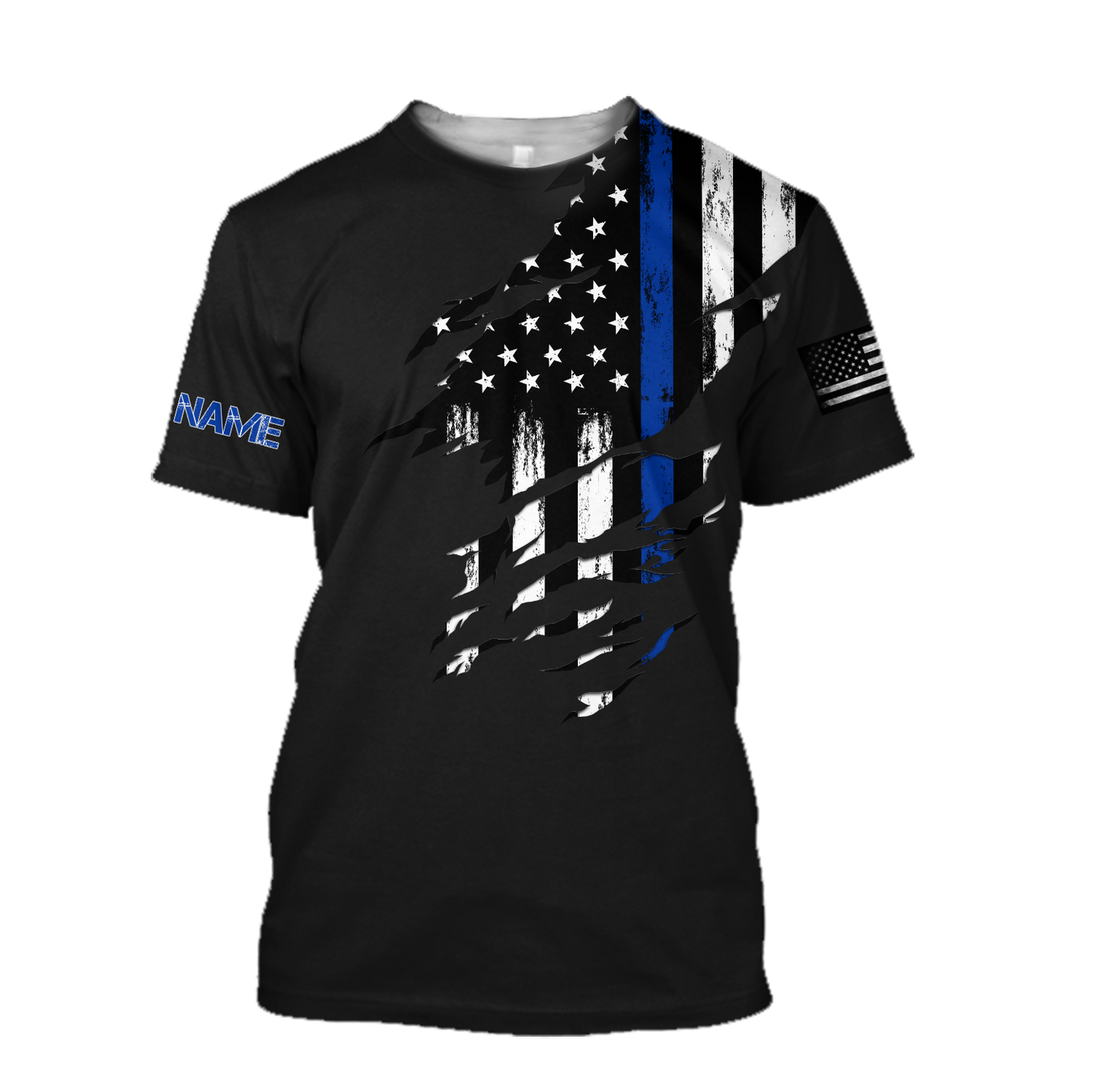Thin Blue Line apparel US Law Enforcement custom name design 3d print shirts Proud Military