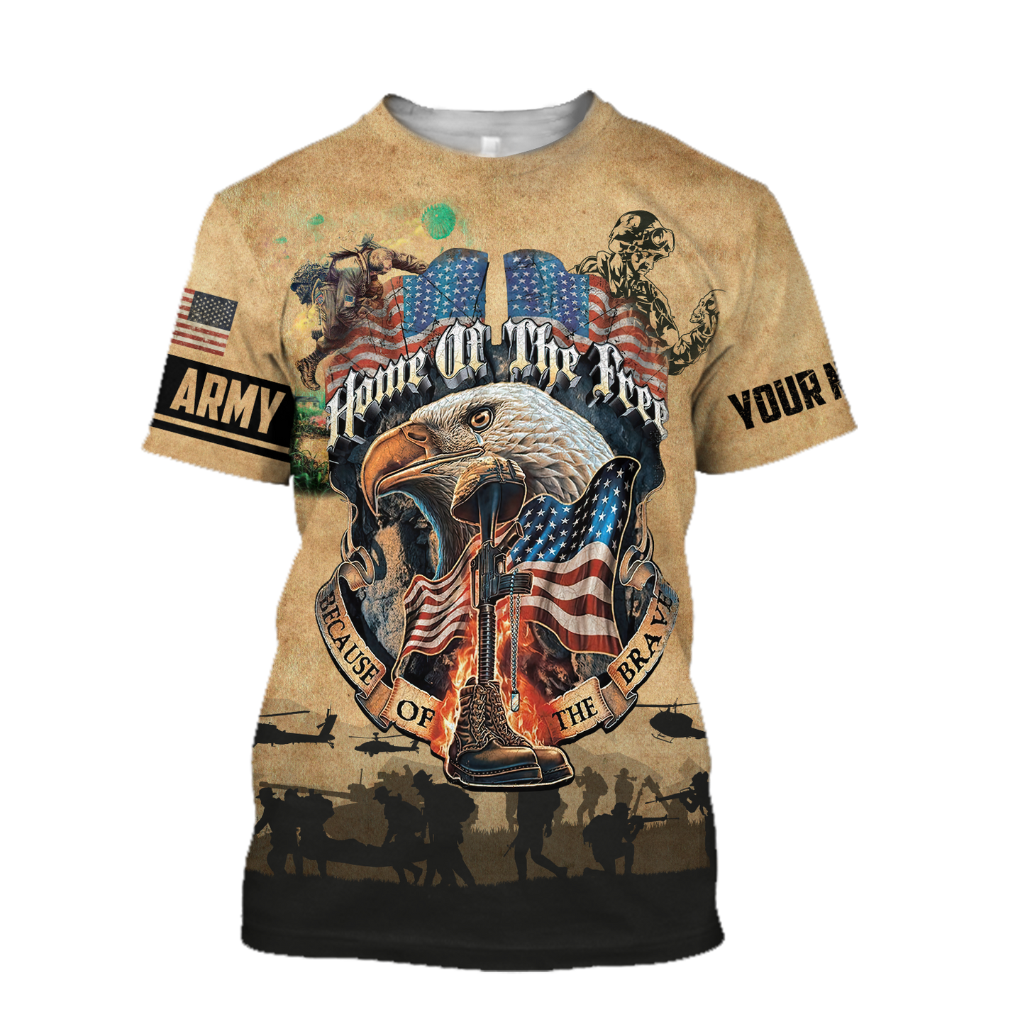 U.S Army veteran Home Free custom name design 3d print shirts Proud Military