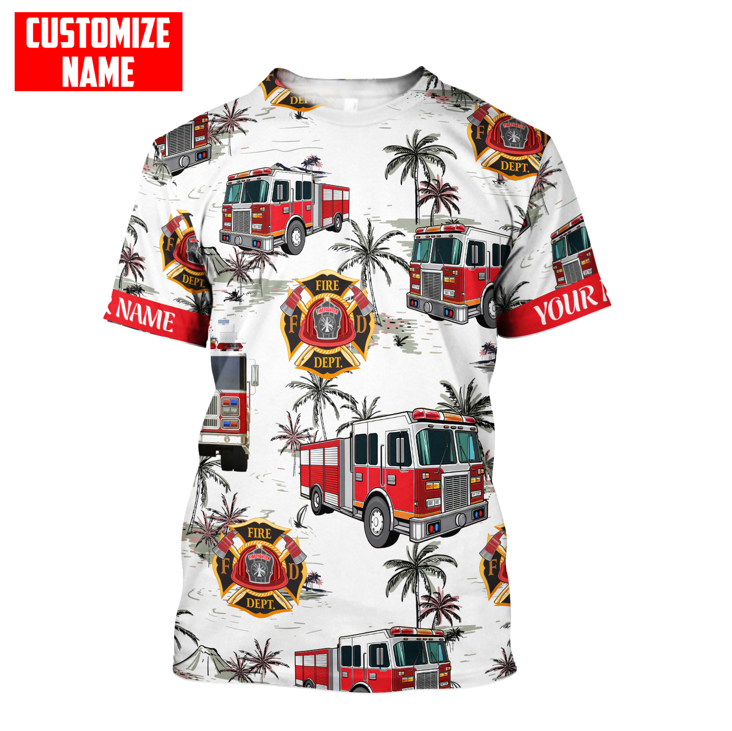 Customize Name Firefigher Combo T-Shirt And Board Short