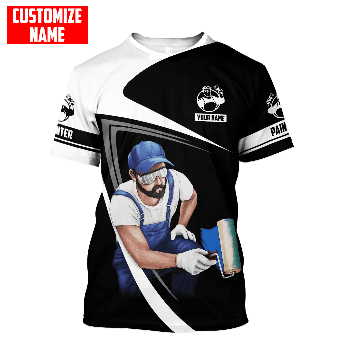 Tmarc Tee Personalized Name Painter 3D All Over Printed Unisex Black Shirts 