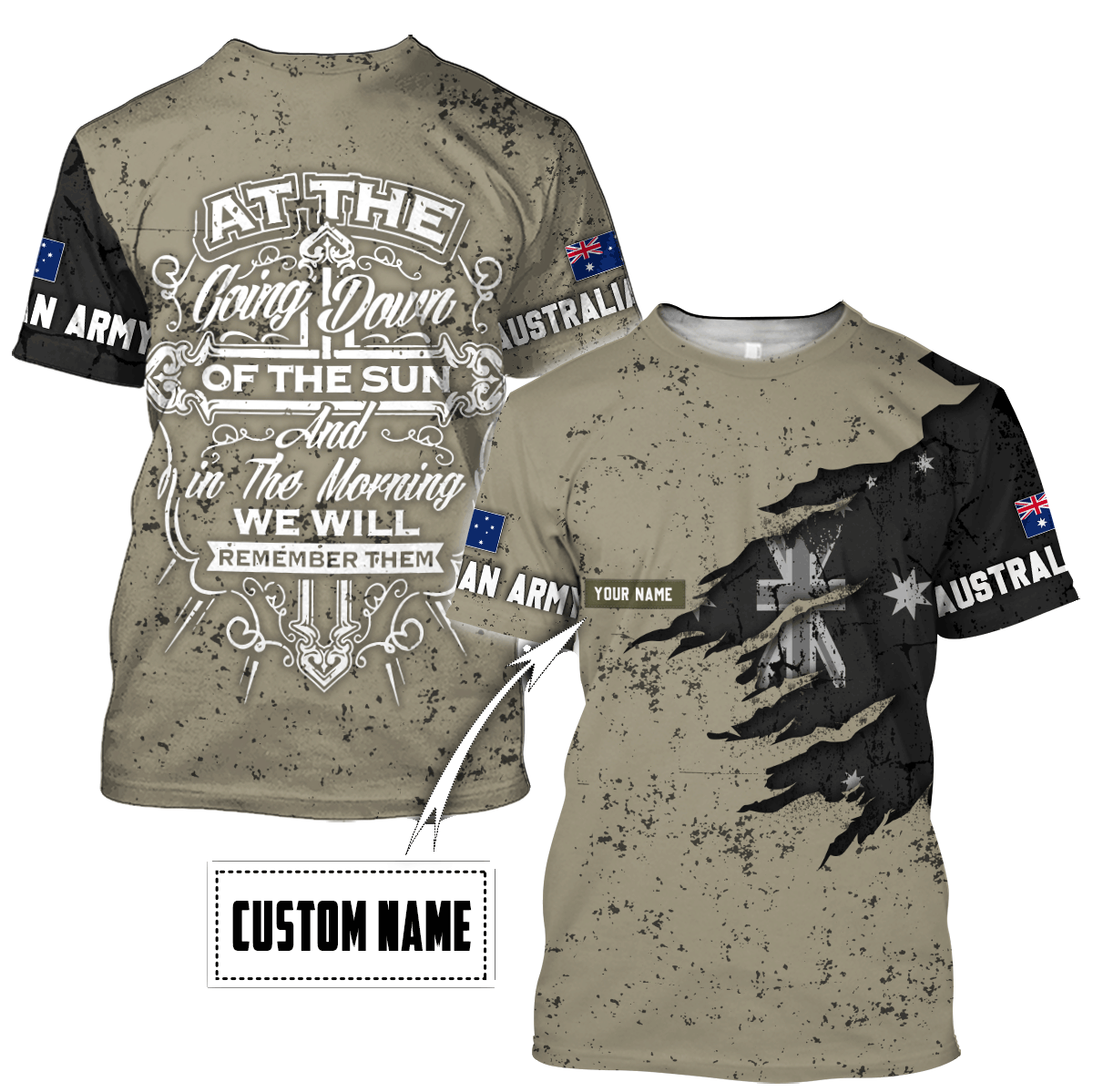 Tmarc Tee Custom name Australian Army Camo 3D Design Print Shirts