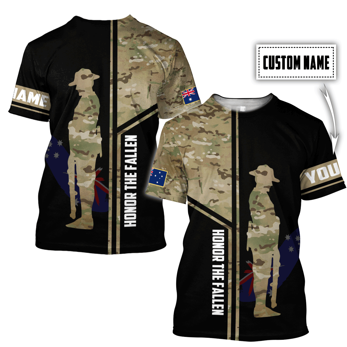 Tmarc Tee Custom name Australia Army Camo 3D Design print shirts ver.2