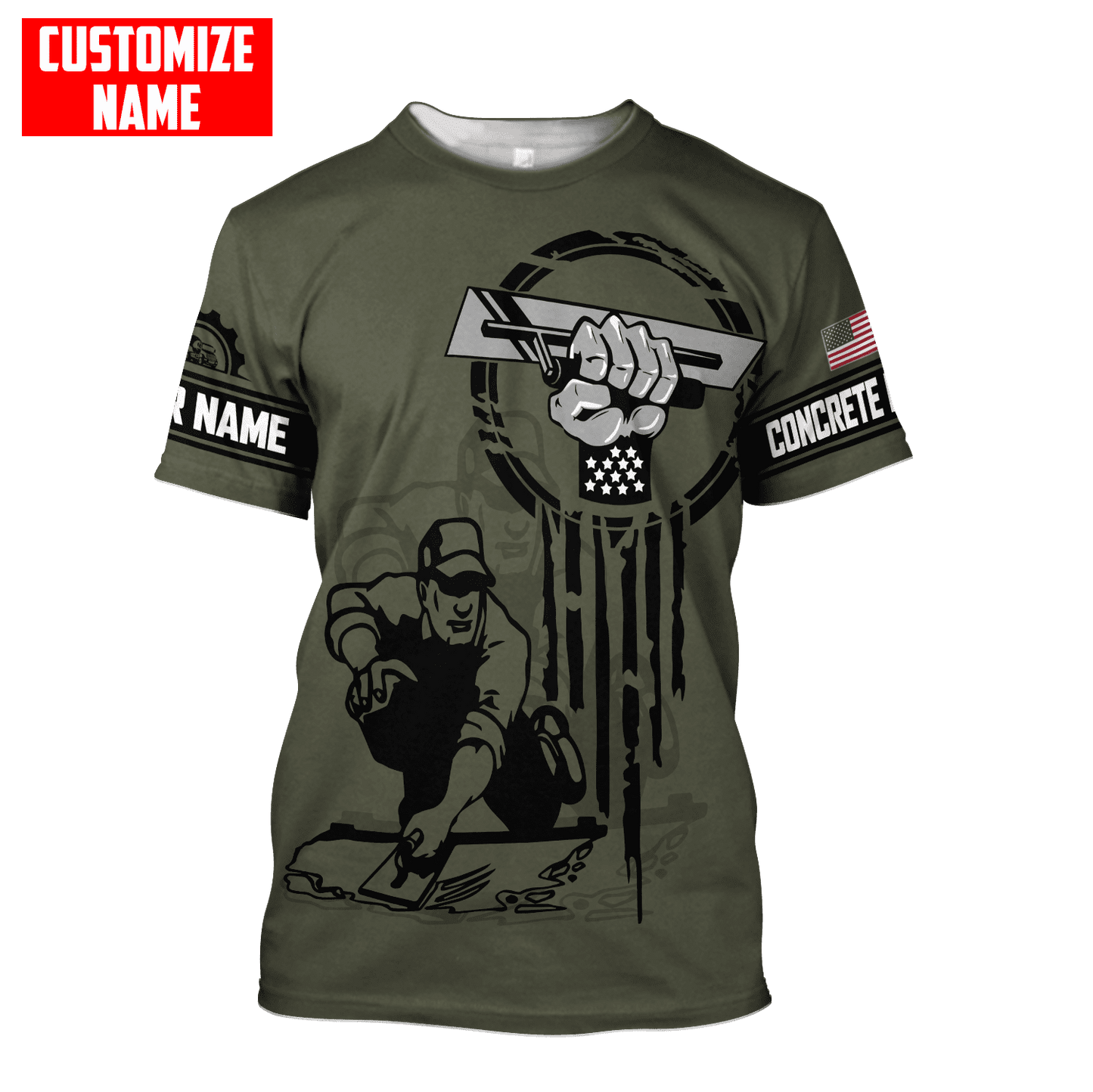 US Concrete Finisher Tool Pride Custom name 3D Printed Shirts