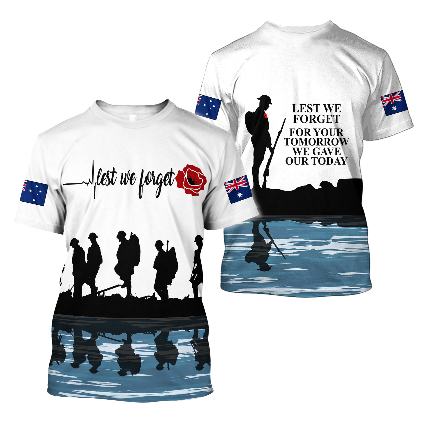 Tmarc Tee Lest we forget Anzac day Australia Flag 3D printed shirts