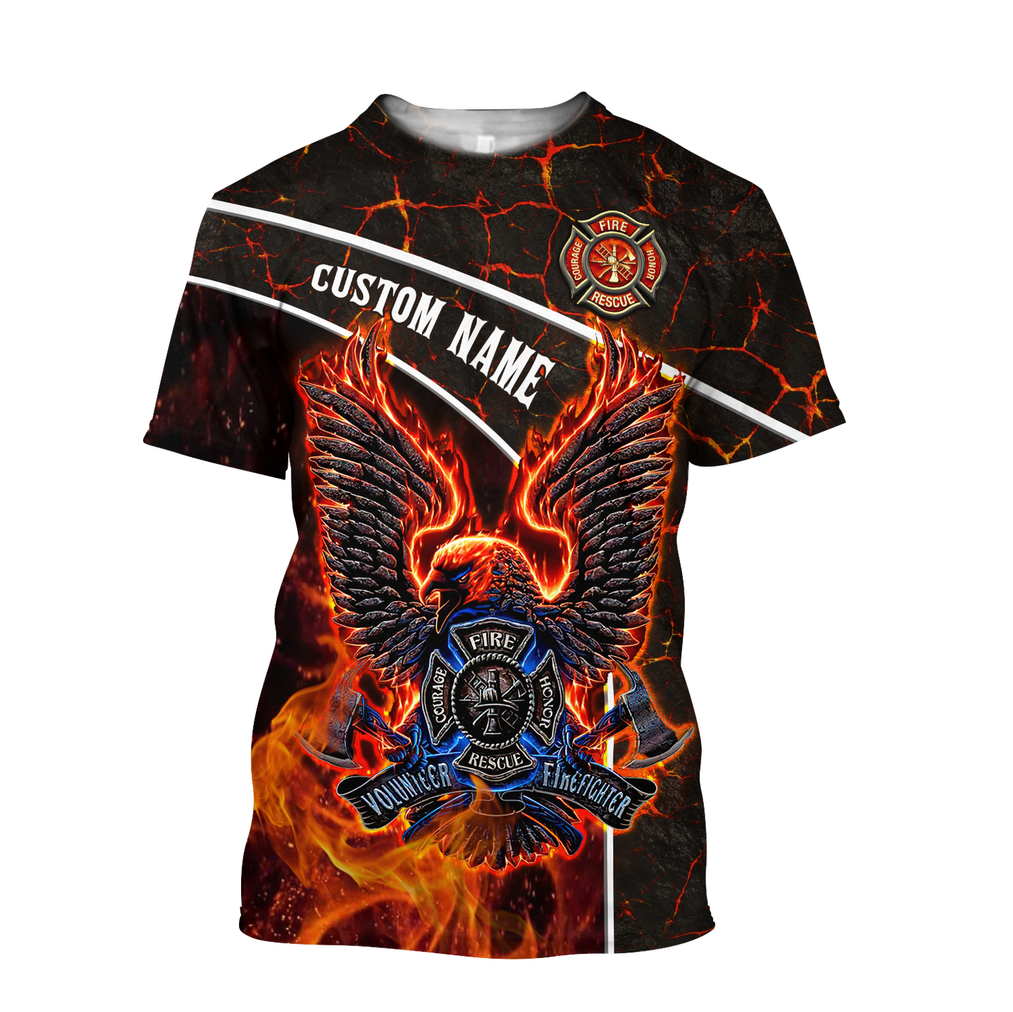 Customize Name Firefigher Combo T-Shirt And Board Short