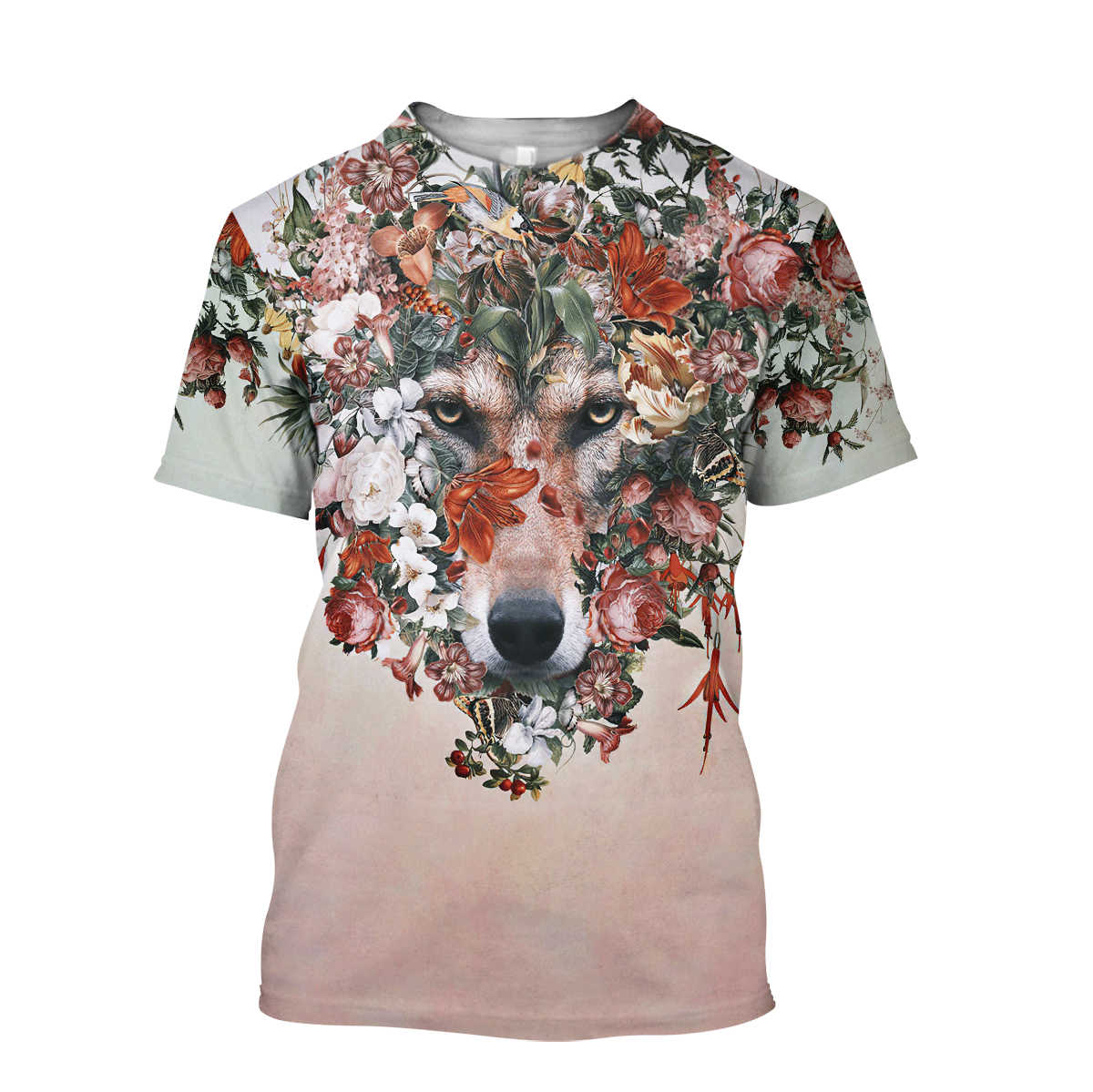 Wolf Floral 3D All Over Printed Unisex Deluxe Hoodie ML