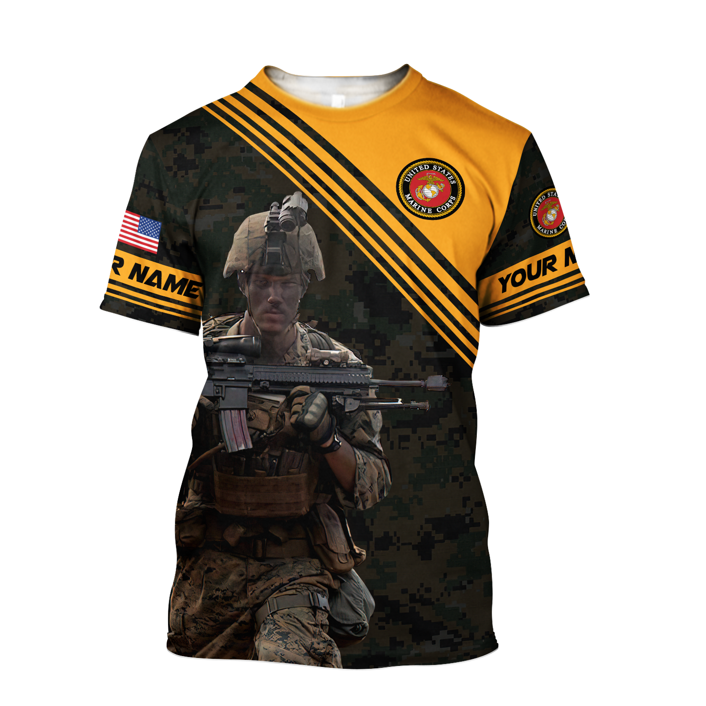 American US Marine Over Printed Unisex Deluxe Hoodie ML