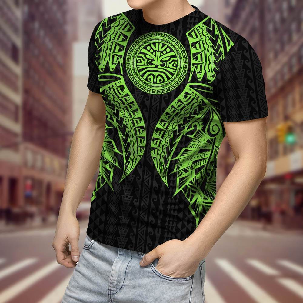 Amazing Polynesian Tattoo Green Hoodie ML