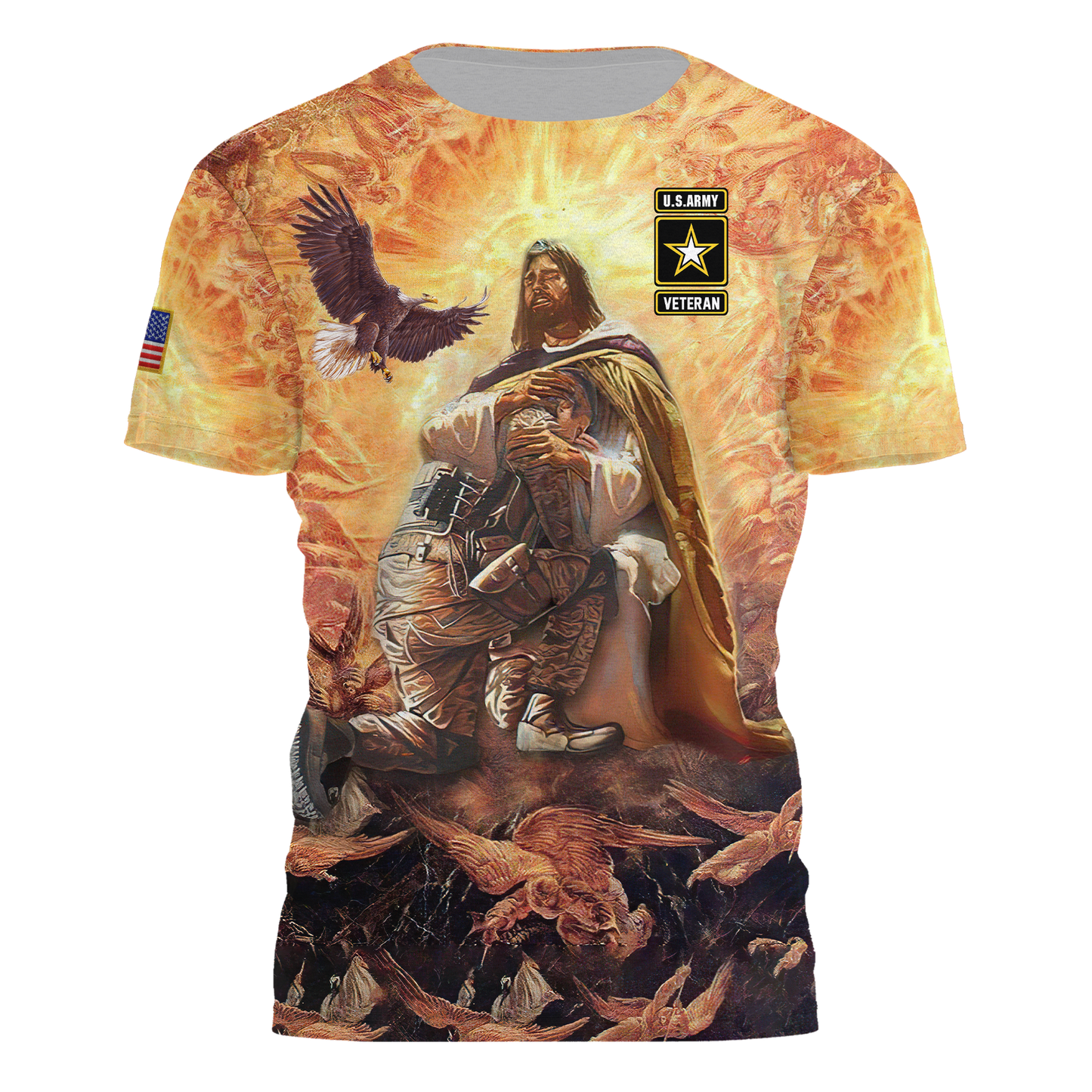 US Army Veteran Jesus 3D All Over Printed Combo T-Shirt BoardShorts