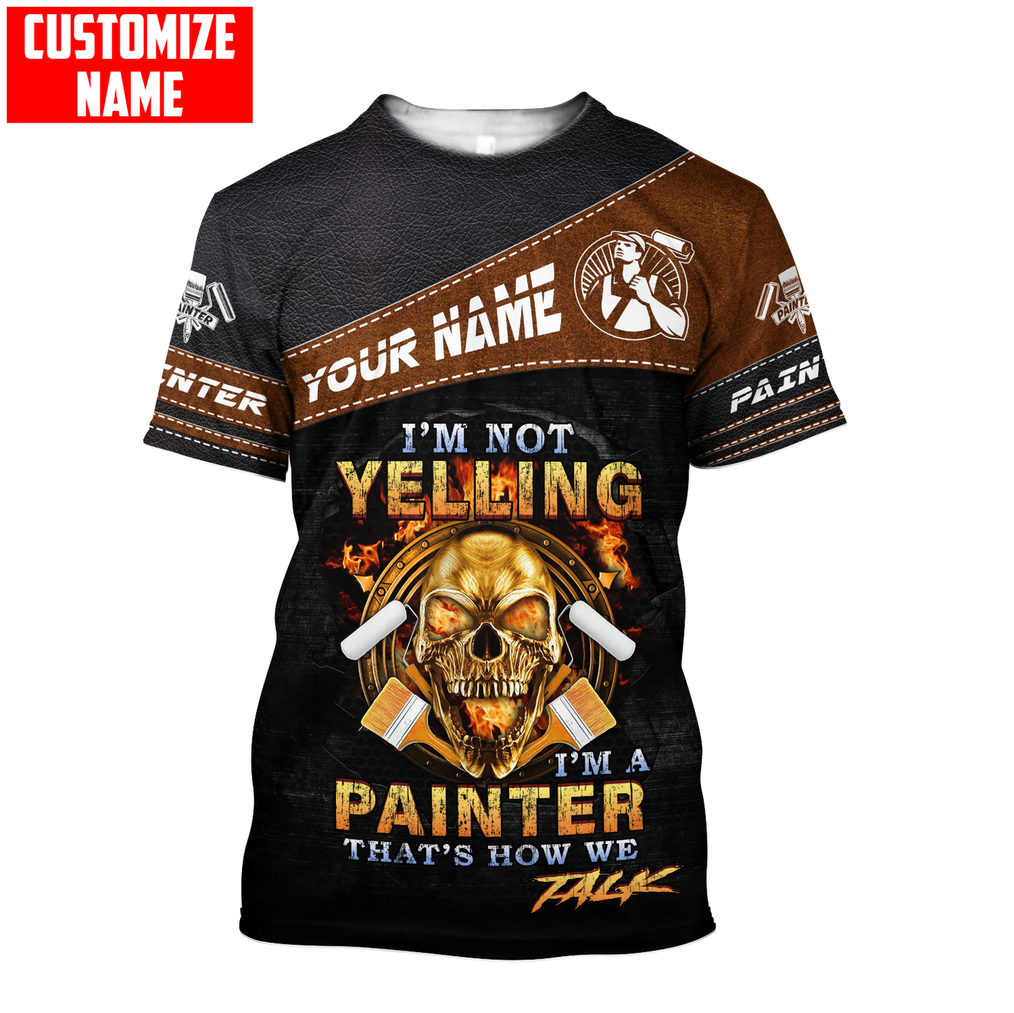 Tmarc Tee Personalized Name Painter 3D All Over Printed Unisex Shirts Leather Texture Ver 3