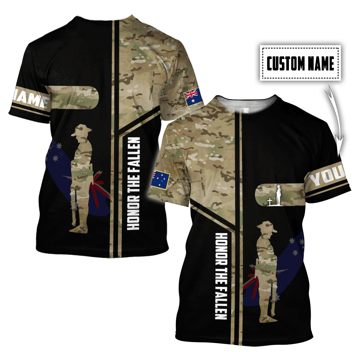 Tmarc Tee Custom name Australia Army Camo 3D Design print shirts ver.1