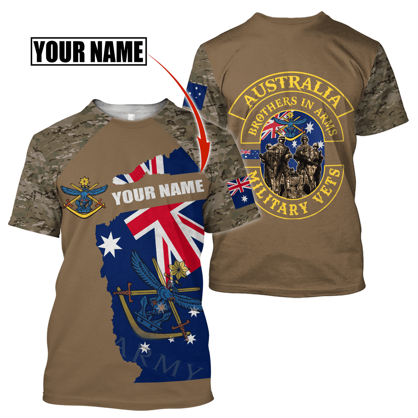 Tmarc Tee Custom name Australia Army Brothers in arms AU 3D print shirts