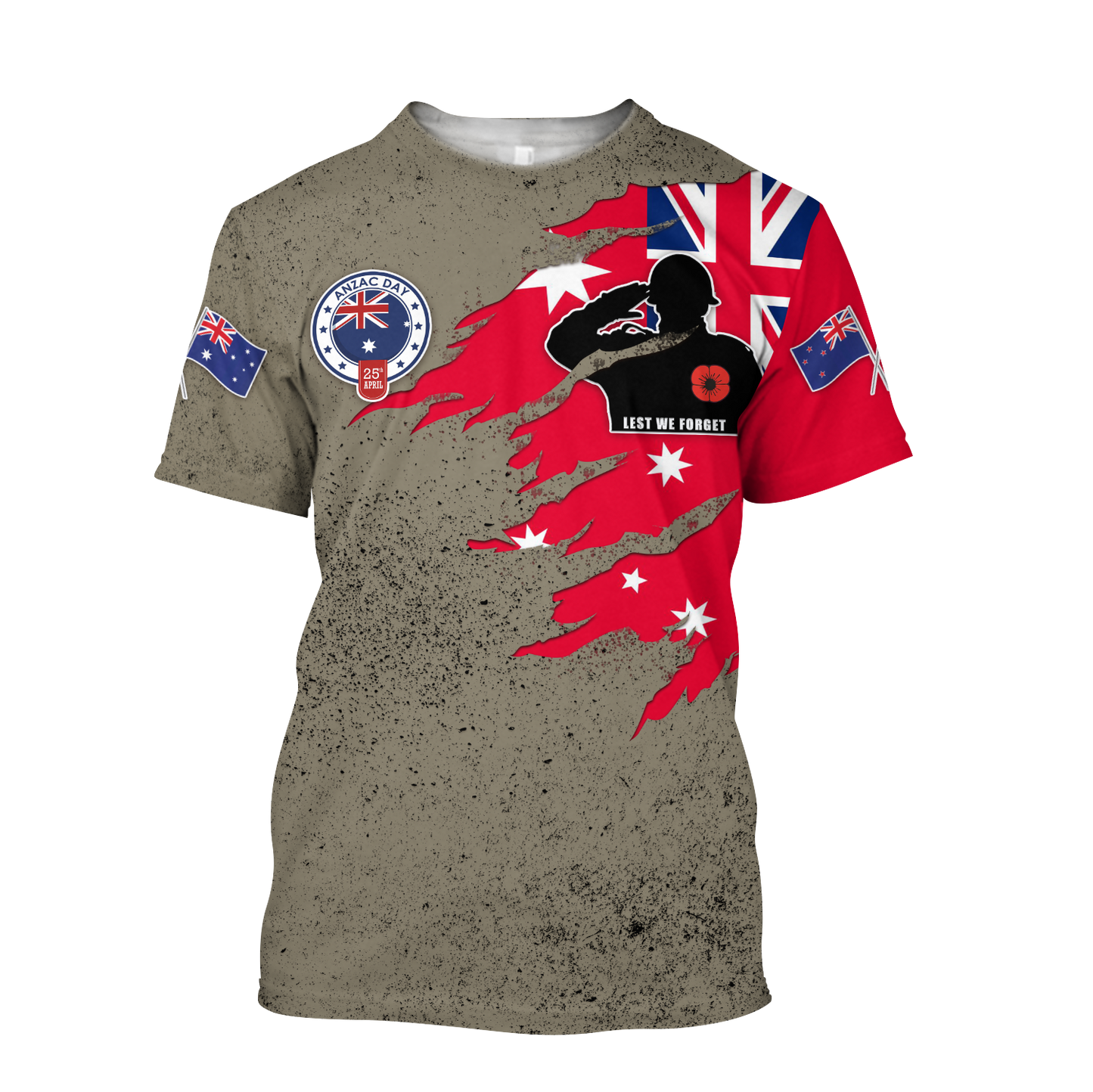 Tmarc Tee Anzac day remembrance Kiwi and Australia uniforms 3D print shirt