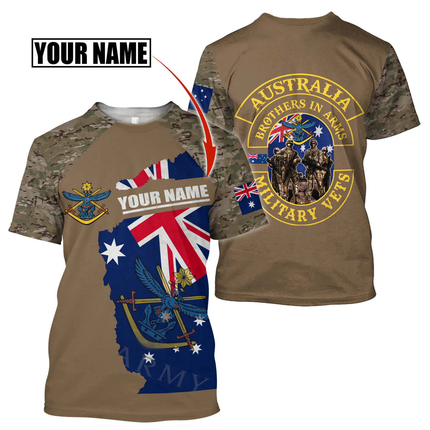 Tmarc Tee Custom name Australia Army Brothers in arms AU 3D print shirts