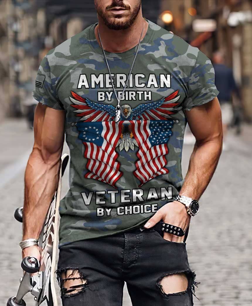 American By Birth Veteran By Choice 3D All Over Printed Hoodie