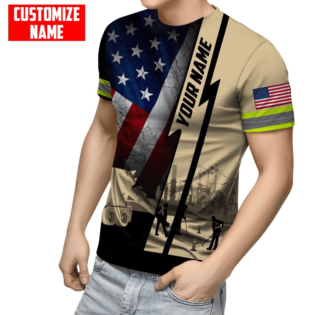 US Concrete Finisher Custom name 3D printed shirts