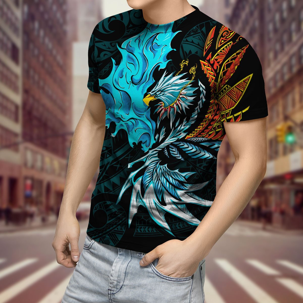 Amazing Eagle Warrior Polynesian 3D Tattoo Unisex Deluxe Hoodie ML