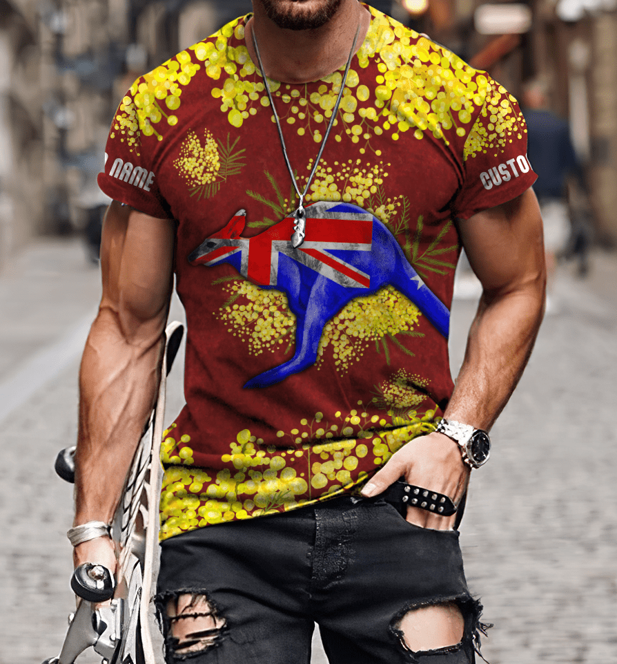 Tmarc Tee Custom name Australia Kangaroo Golden Wattle shirts