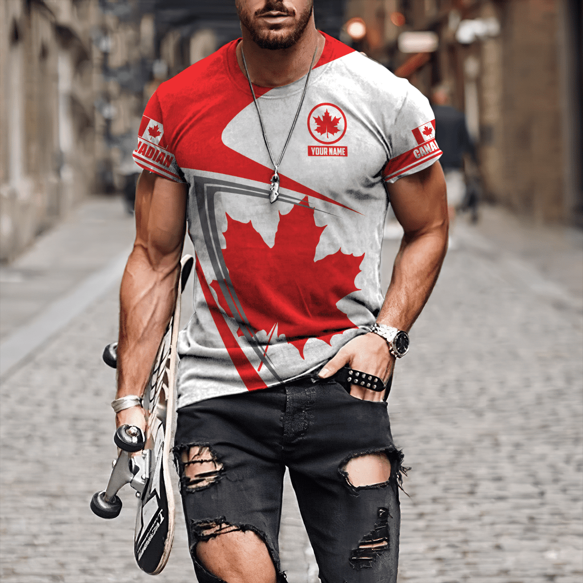 Canada Day No19 Personalized Name Pullover Premium Unisex Hoodie Maple Leaf