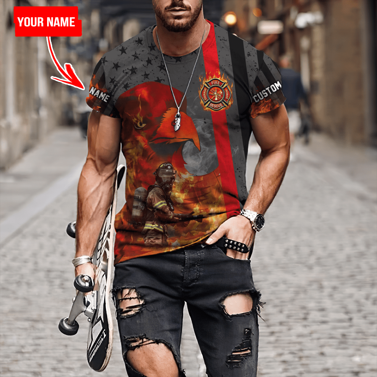 Customize Name Firefighter 3D All Over Printed Unisex Shirts