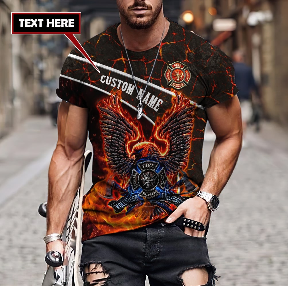Customize Name Firefighter 3D All Over Printed Unisex Shirts