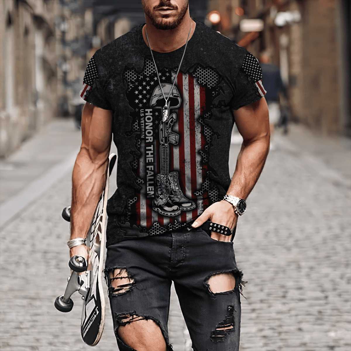 US Veteran never go away 3d printed shirts Proud Military