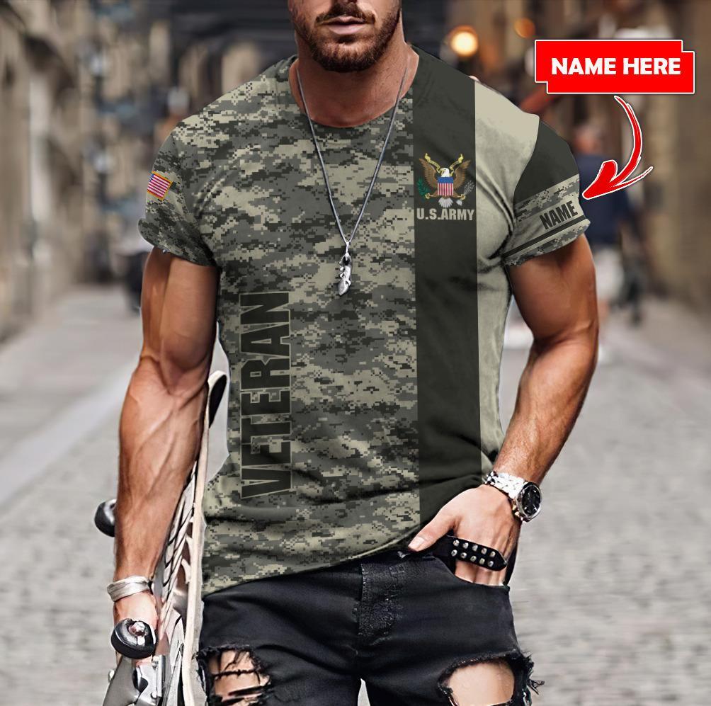 US Army Veteran  Personalized name 3D All Over Printed Unisex Shirts