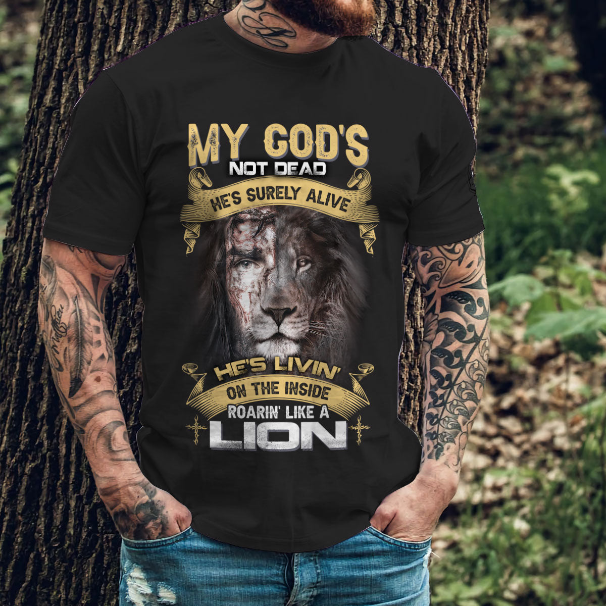 's living on the inside Roarin' like a Lion - T shirt Style for Men Father's Day Gift