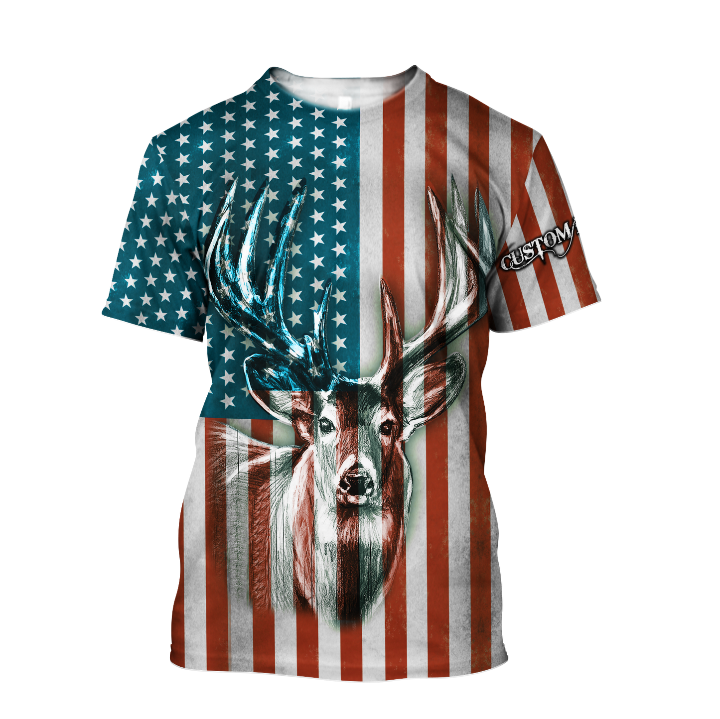 US Deer Persionalized Name 3D All Over Printed Shirts