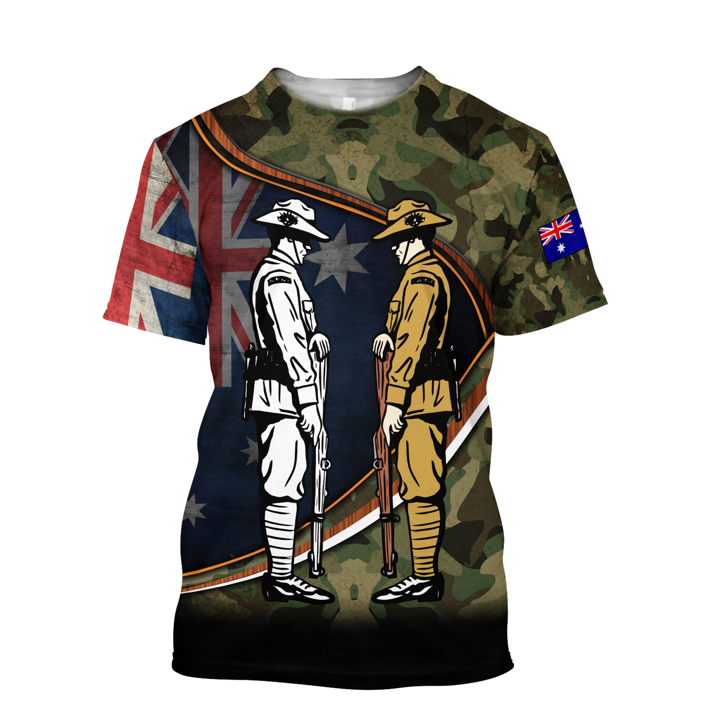 Tmarc Tee Remembrance Soldiers camo Australia and Kiwi 3D print shirts