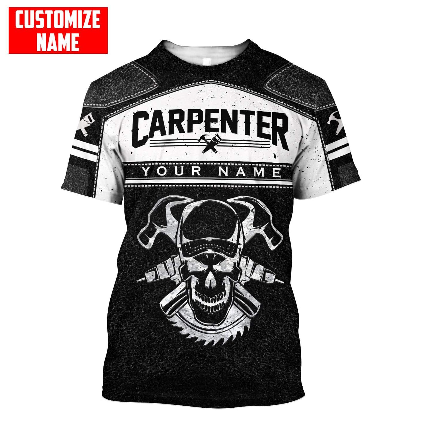 Tmarctee Personalized Name Carpenter Skull 3D All Over Printed Shirts