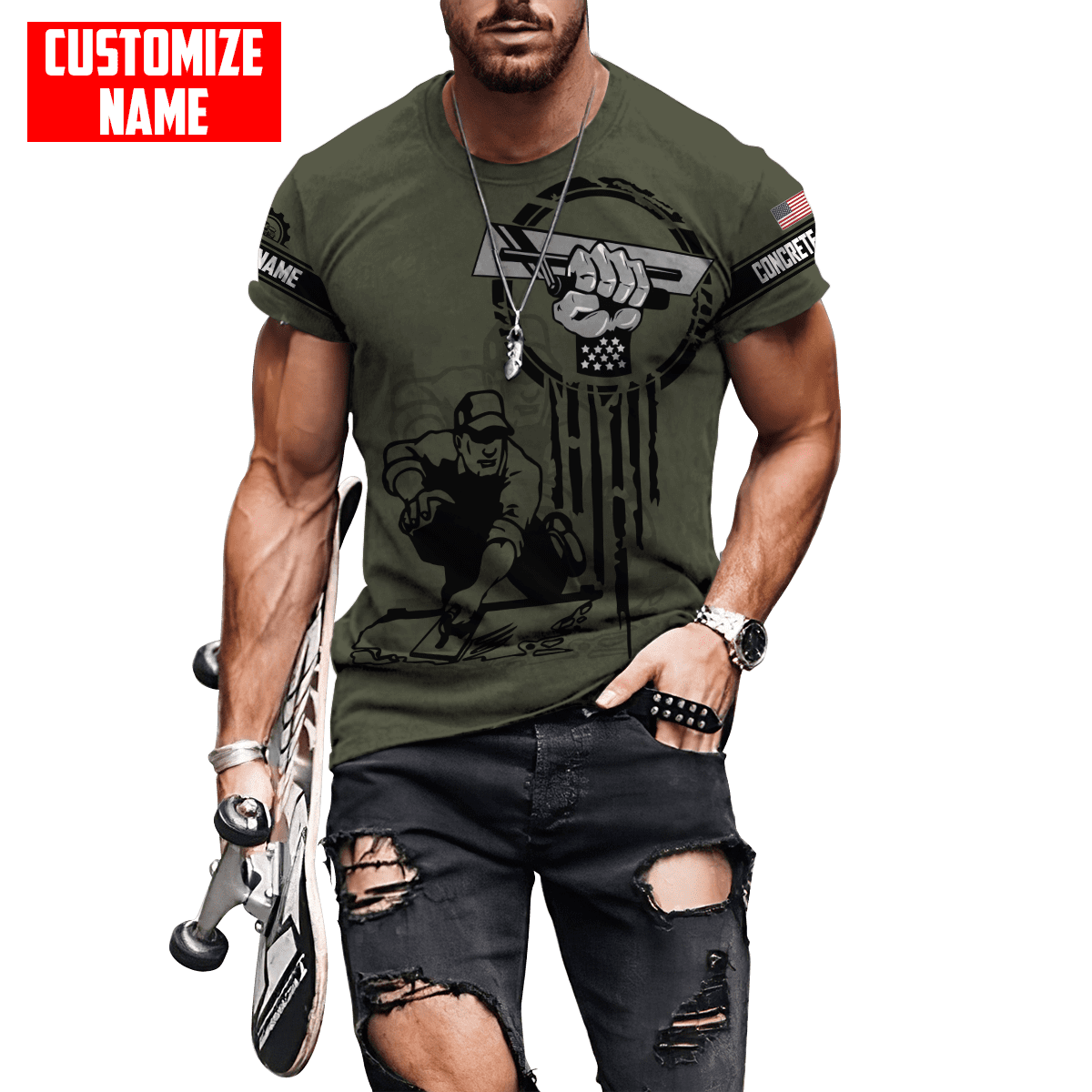 US Concrete Finisher Tool Pride Custom name 3D Printed Shirts
