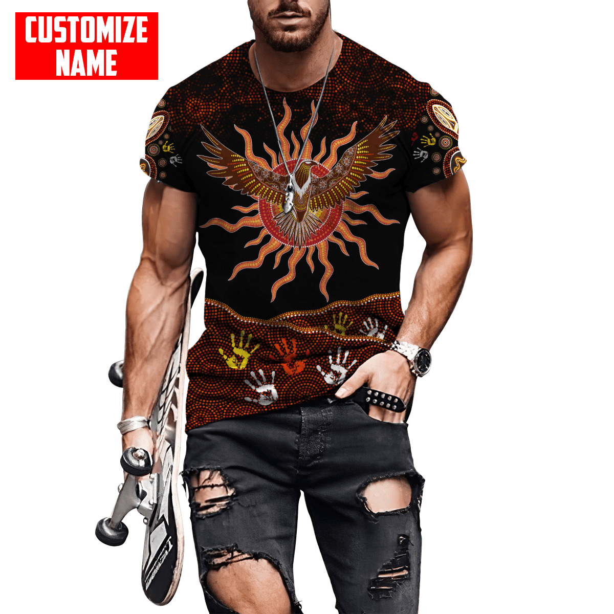 Aboriginal Wedge tailed Eagle Custom Name 3D Printed Shirts