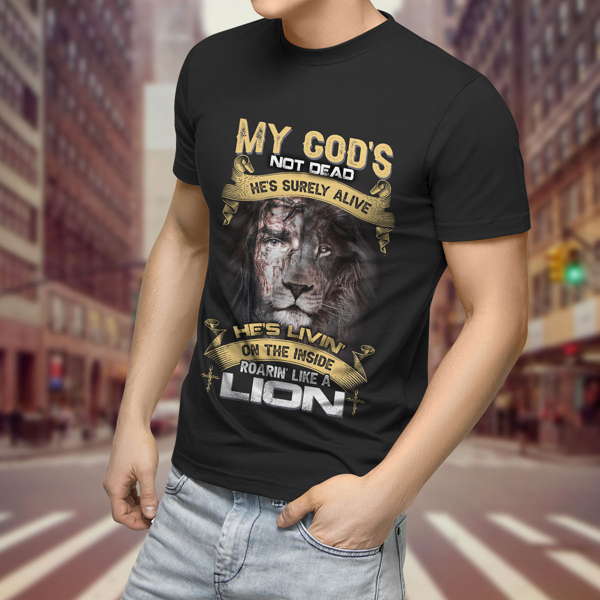 's living on the inside Roarin' like a Lion - T shirt Style for Men Father's Day Gift