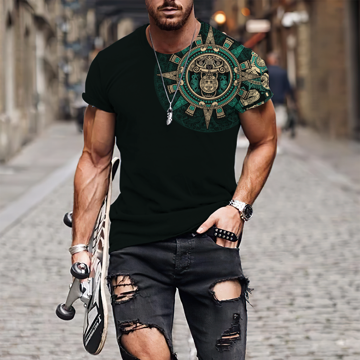 Aztec Mexican Blue 3D All Over Printed Unisex Shirts no1