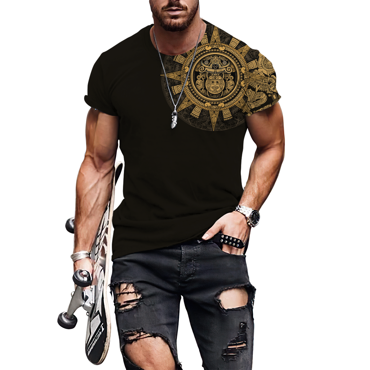 Aztec Mexican Yellow 3D All Over Printed Unisex Hoodie no2