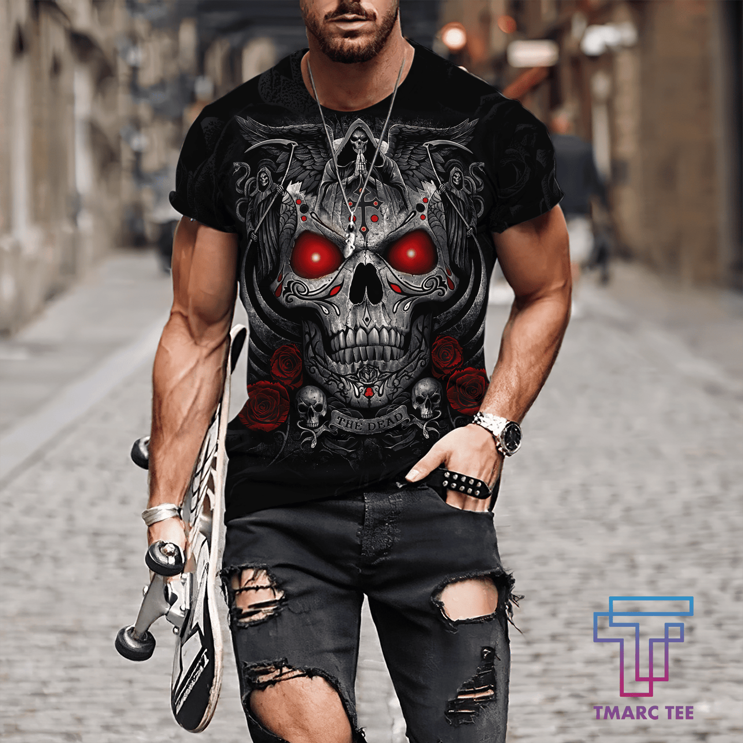 Tmarc Tee Blessing Skull 3D All Over Printed Unisex Shirts