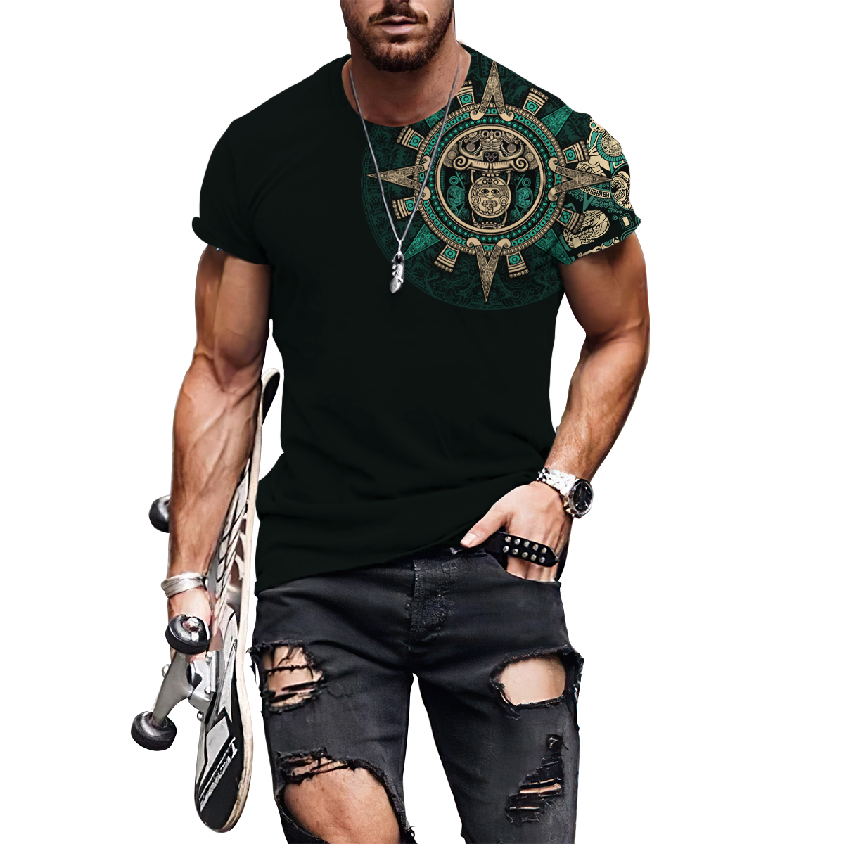 Aztec Mexican Blue 3D All Over Printed Unisex Hoodie no1