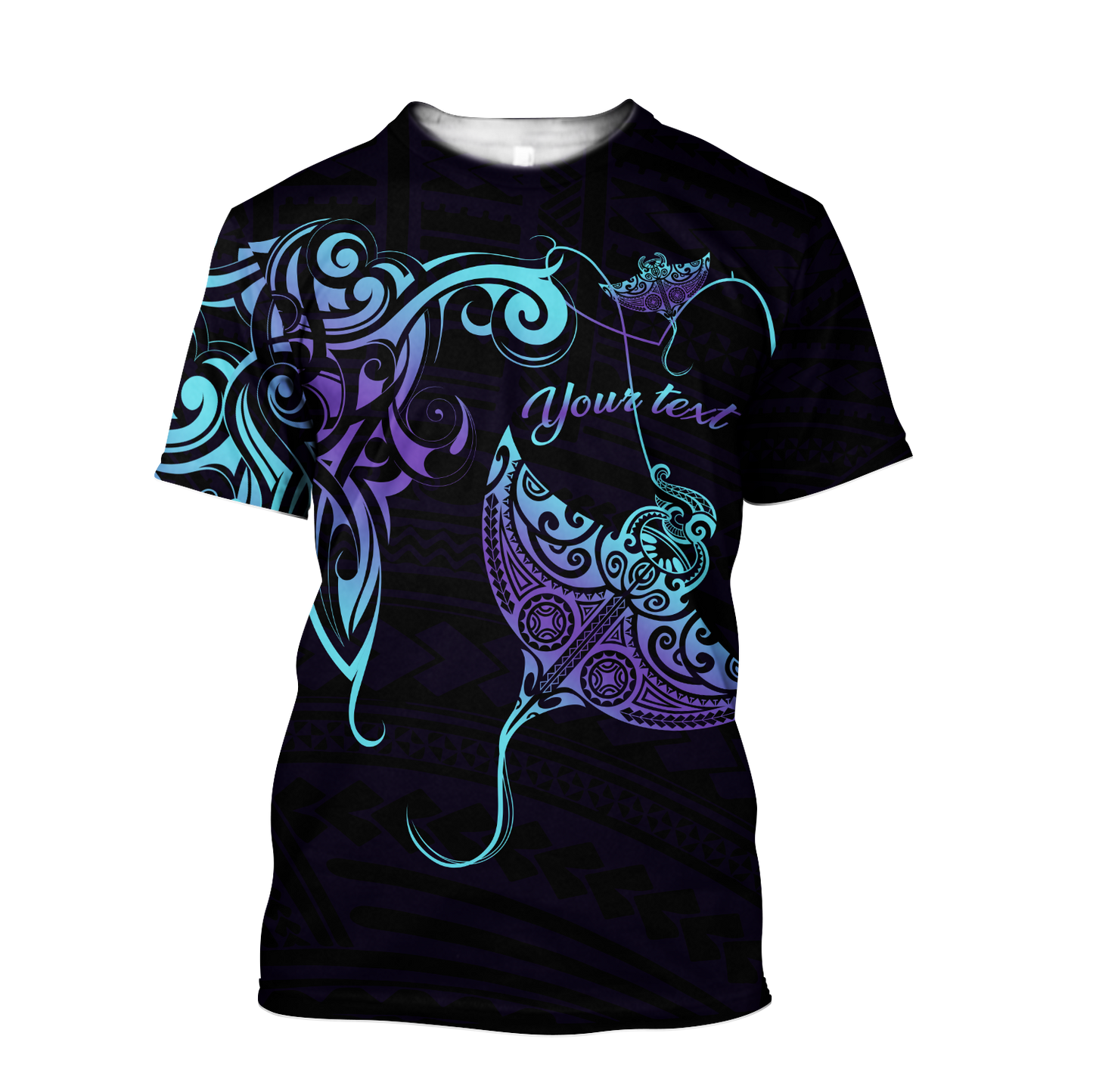 Amazing Polynesian Blue And Purple Ray Tattoo Personalized Unisex Deluxe Hoodie ML