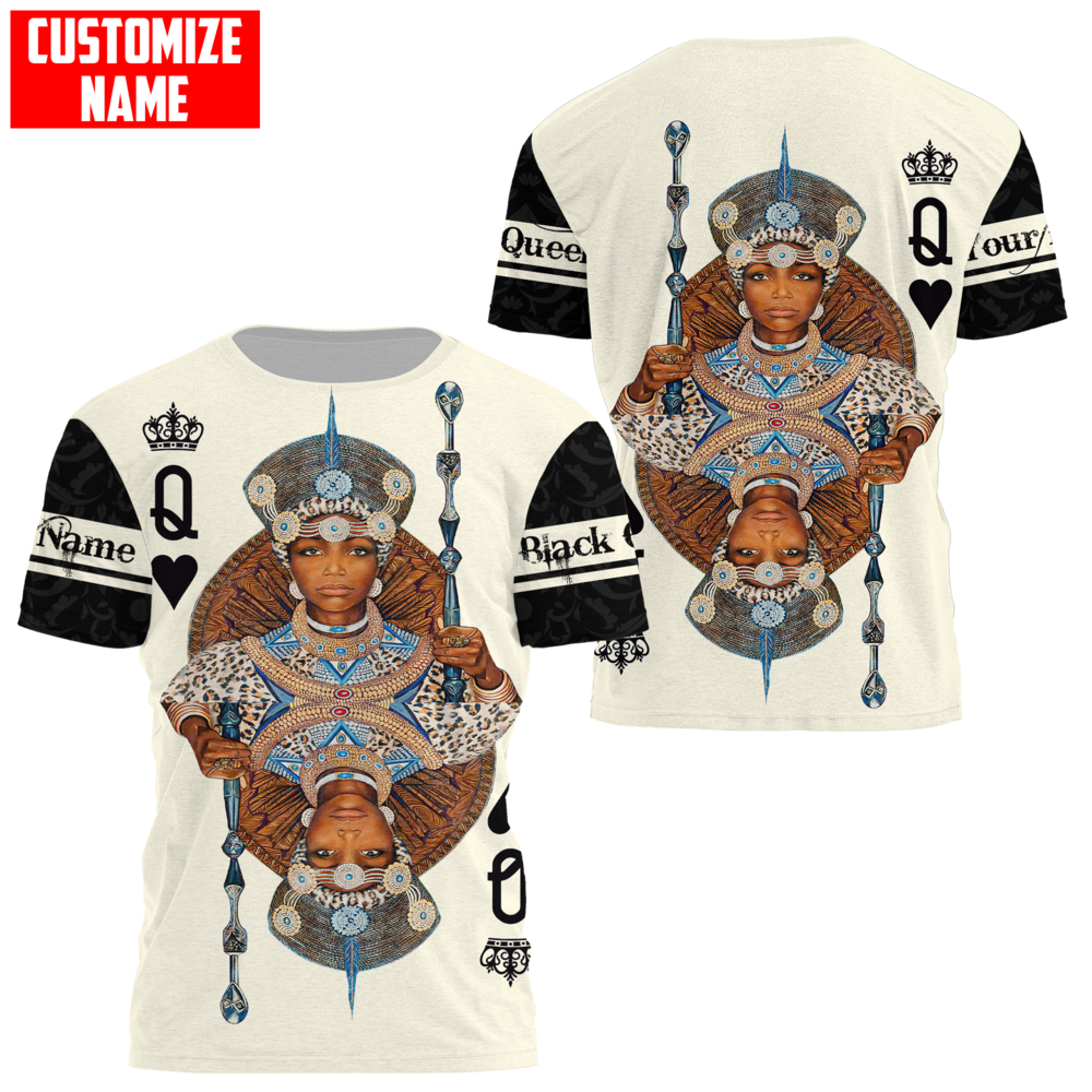 African Culture Personalize Name Black Queen Zulu Combo Tshirt And Boardshort ML
