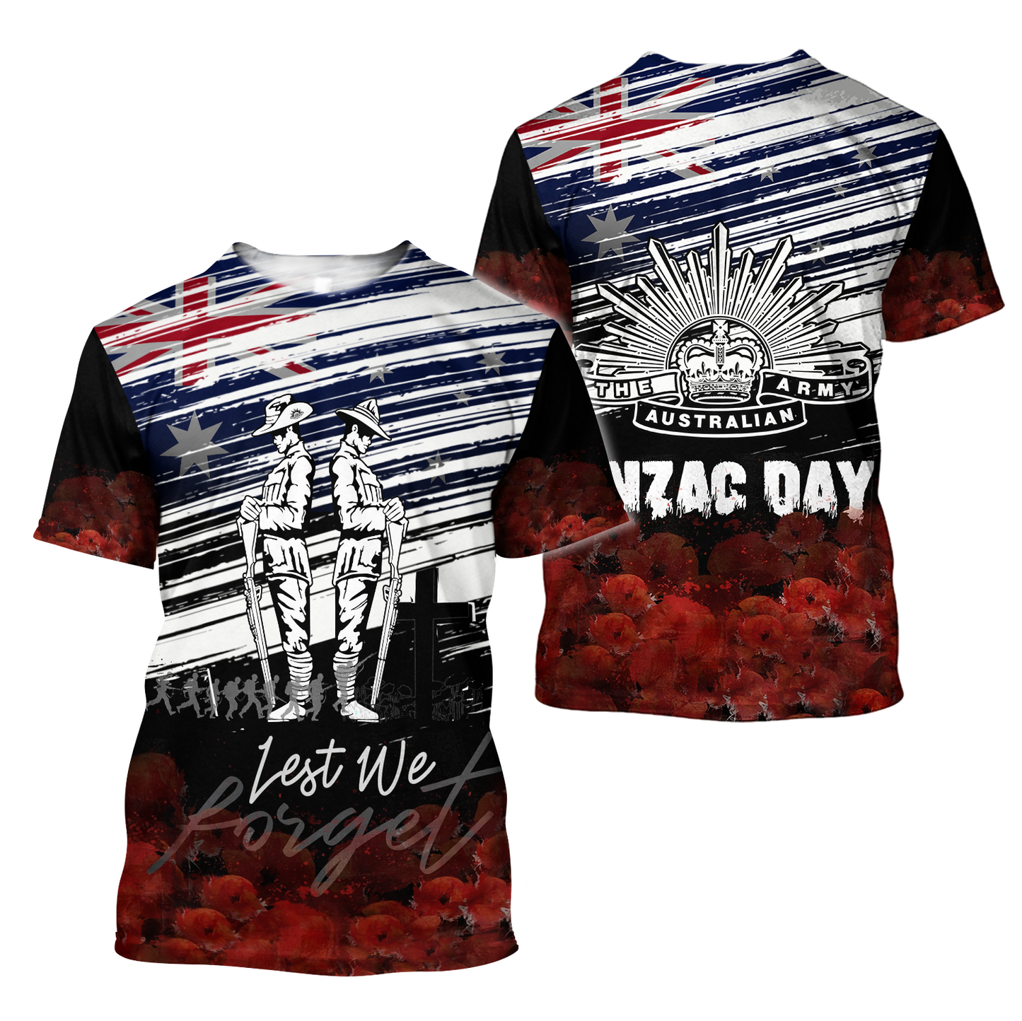 Anzac day Lest we forget Soldier 3D print shirts