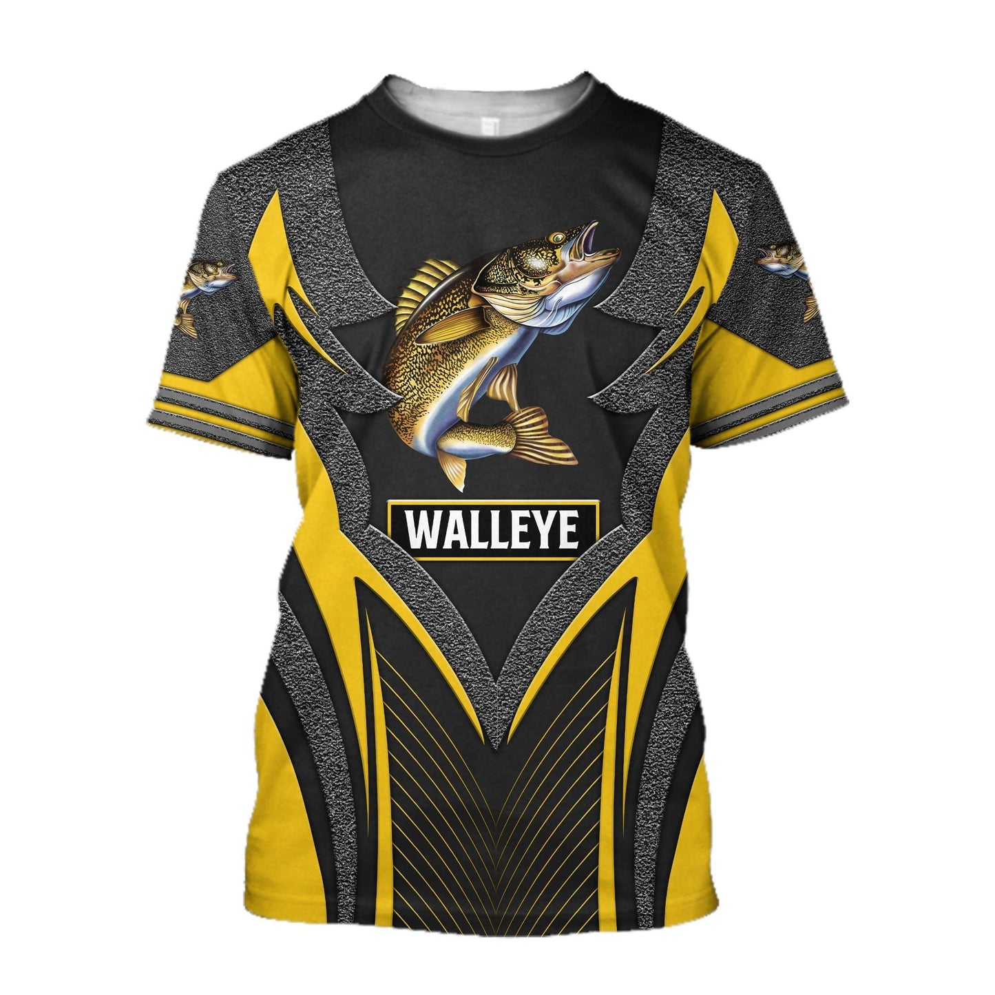 Walleye fishing Yellow Metal 3D design print shirts