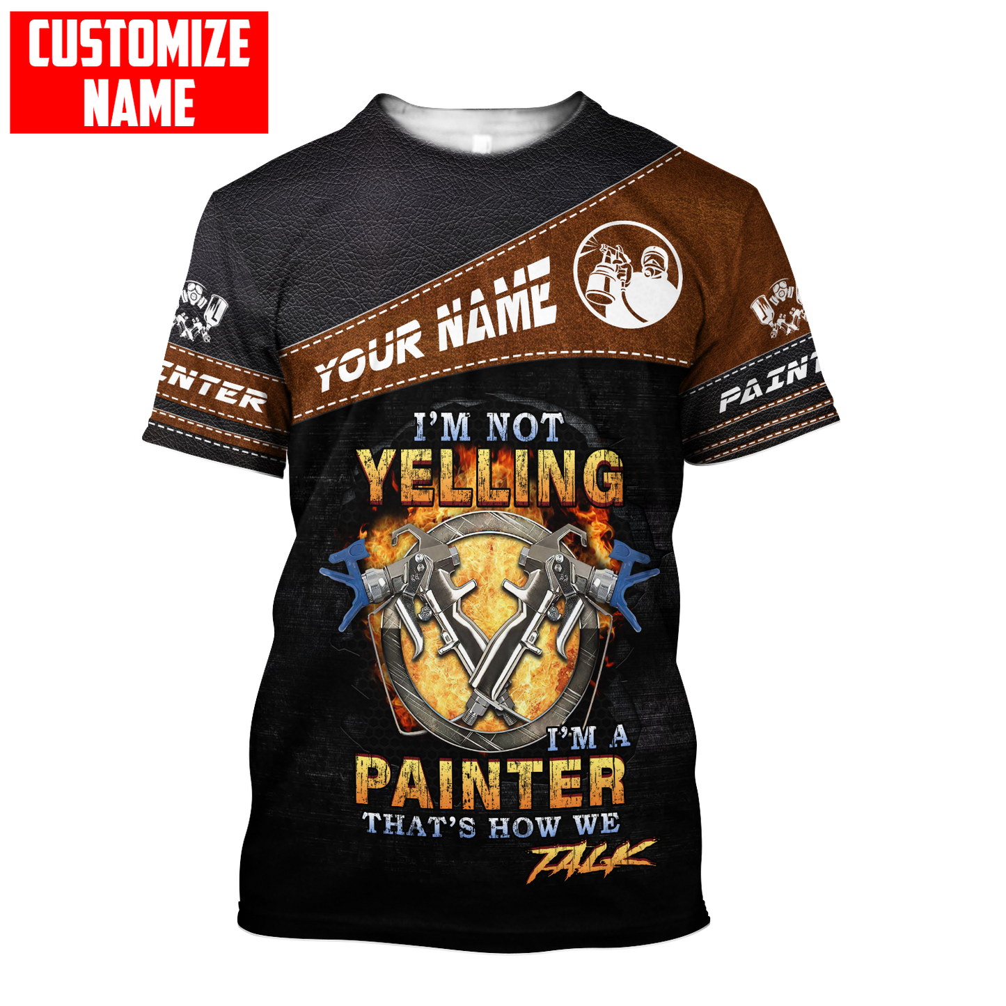 Tmarc Tee Personalized Name Painter 3D All Over Printed Unisex Shirts Leather Texture Ver 2