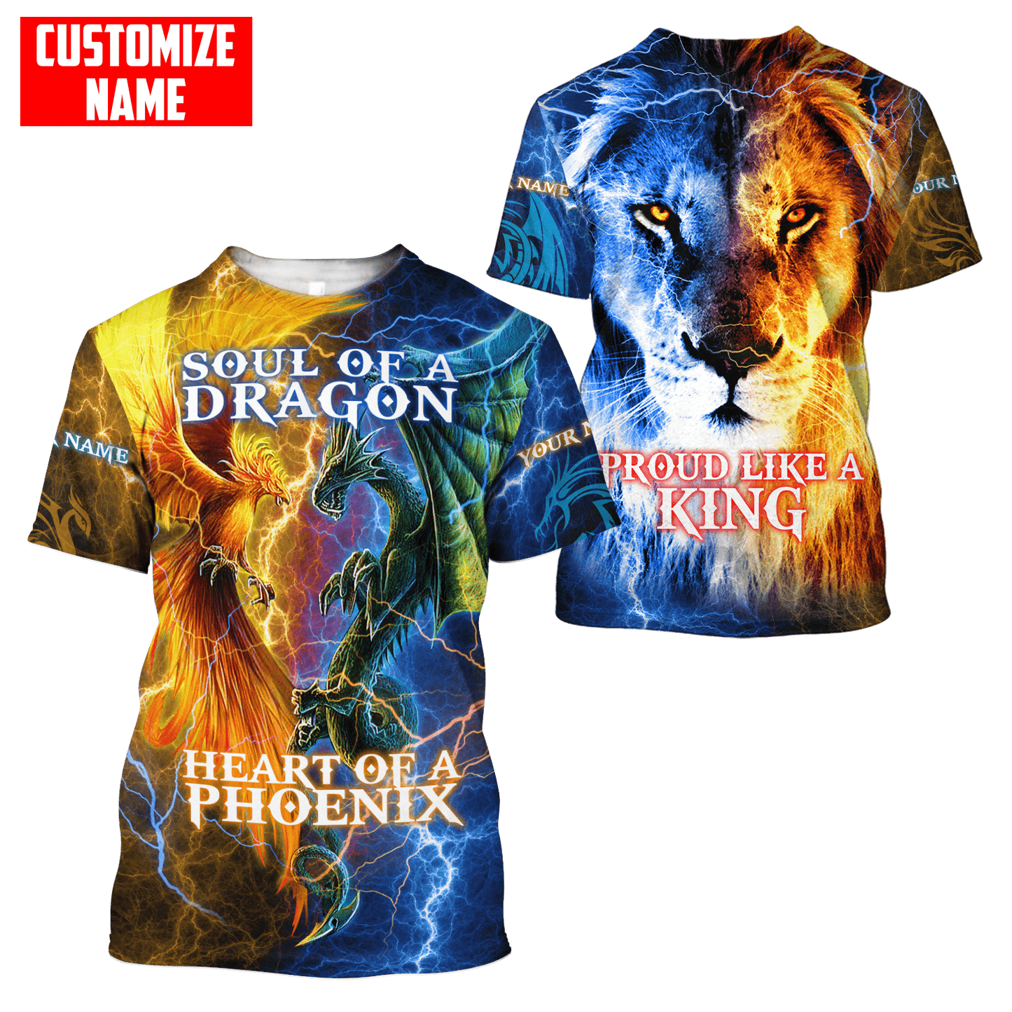 The Power Of Three Souls Dragon Phoenix Lion 3D All Over Printed Unisex Shirts