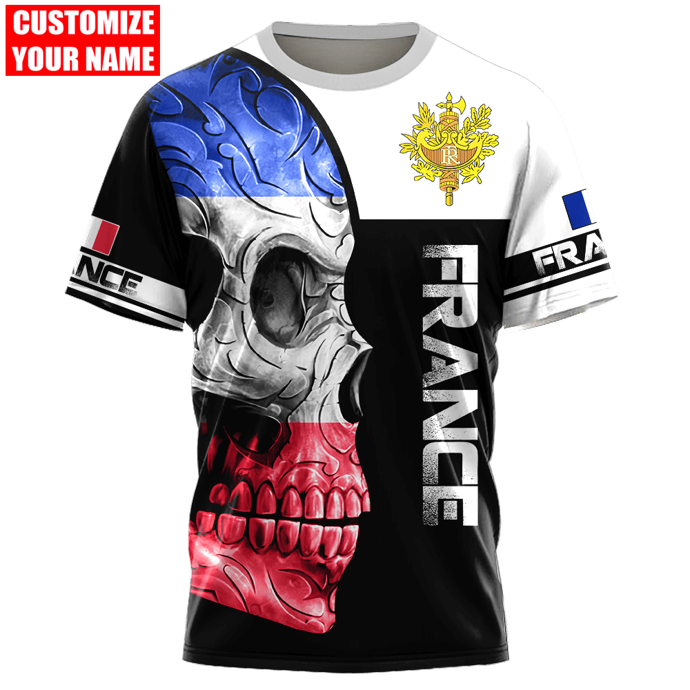 Tmarc Tee Personalized France Skull 3D All Over Printed Shirts