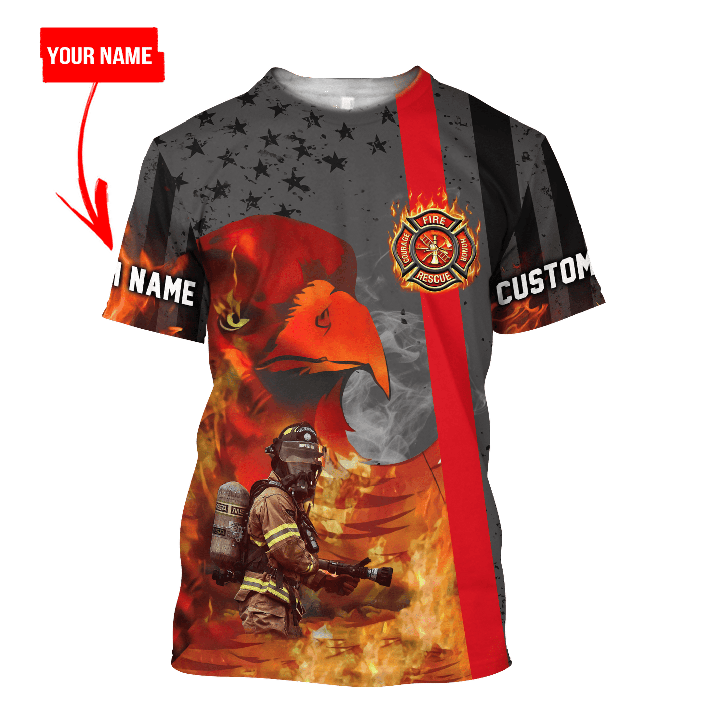 Customize Name Firefighter 3D All Over Printed Unisex Shirts