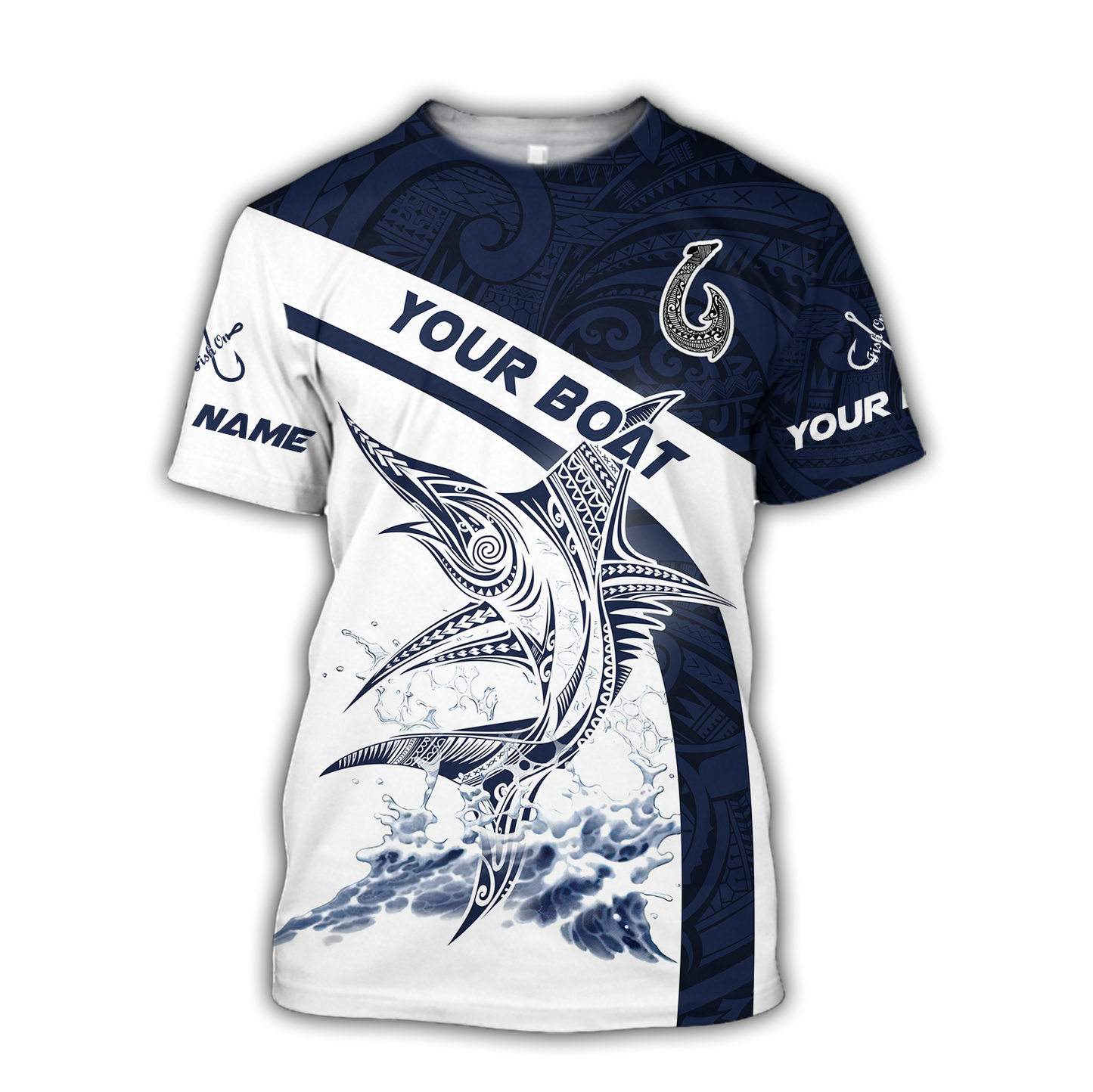 Amazing Polynesian Marlin Billfish Fishing Personalized Unisex Hoodie ML