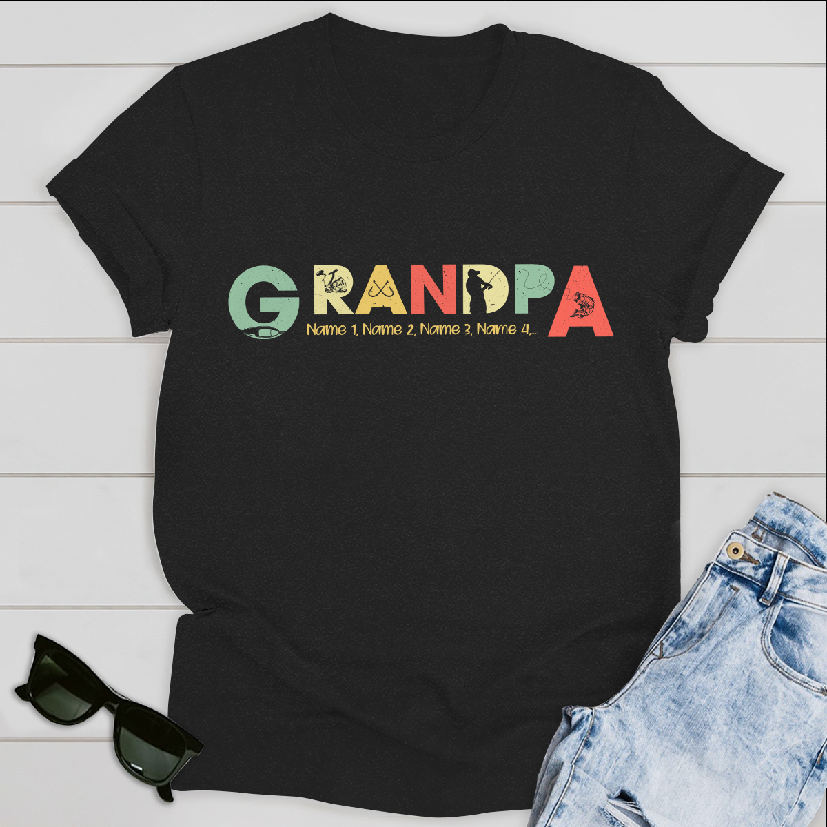 Grandpa Fishing Personalized T-shirt Fahter's Day