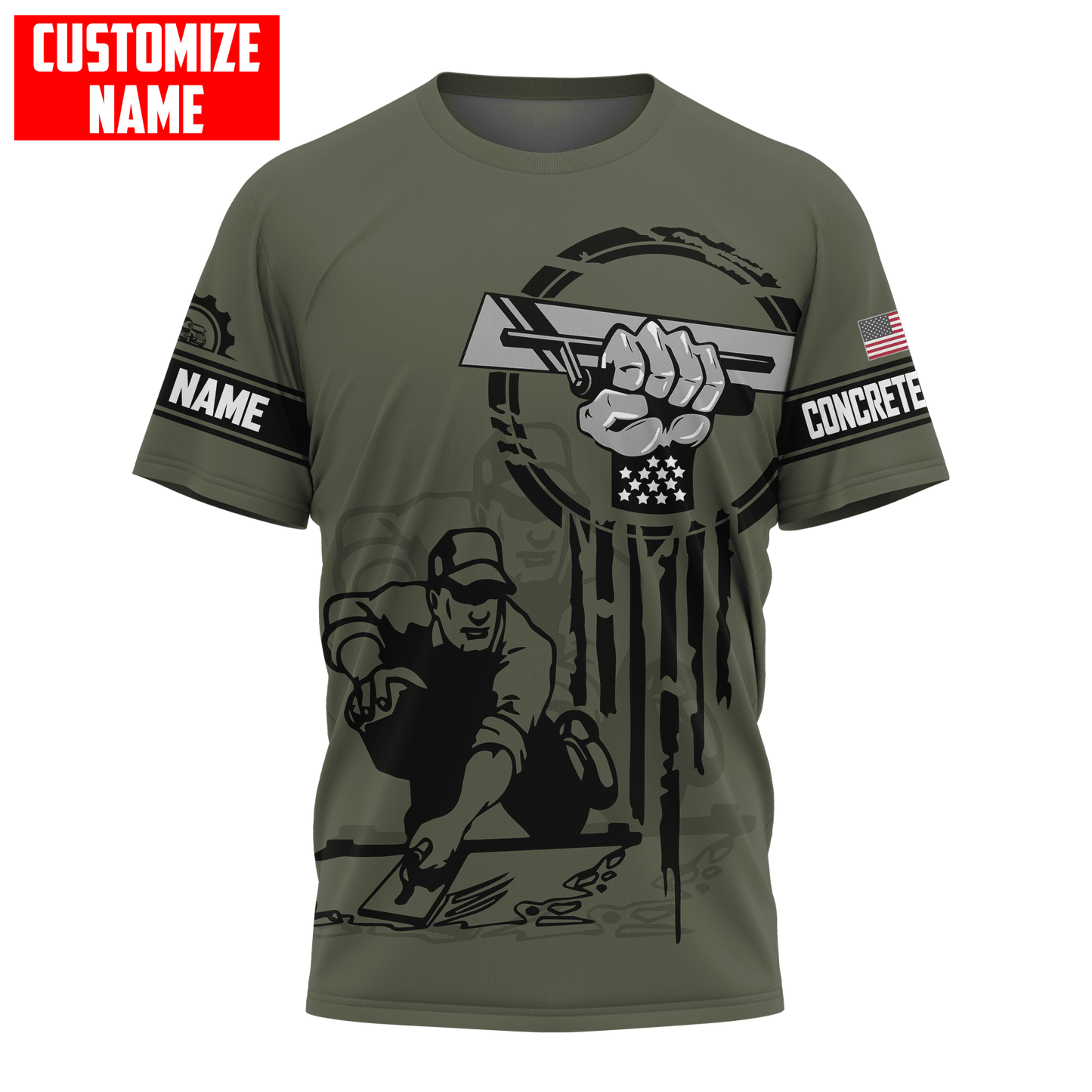 US Concrete Finisher Tool Pride Custom name 3D Printed Shirts